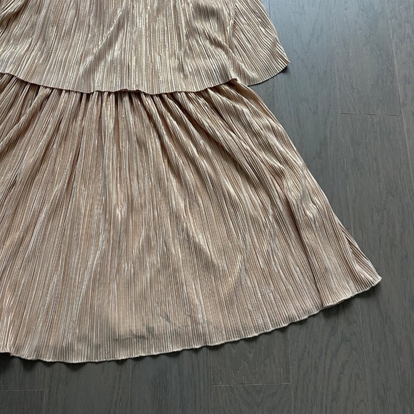 Sabina Musayev MAZE Gold Tiered Maxi Dress Ruffle Sleeve Tie - XS X SMALL - Picture 5 of 13